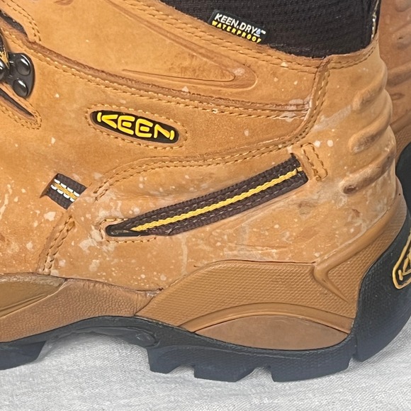 KEEN Mens Waterproof Hiking Boots 12EE Brown Leather Safety Toe READ - Picture 7 of 16